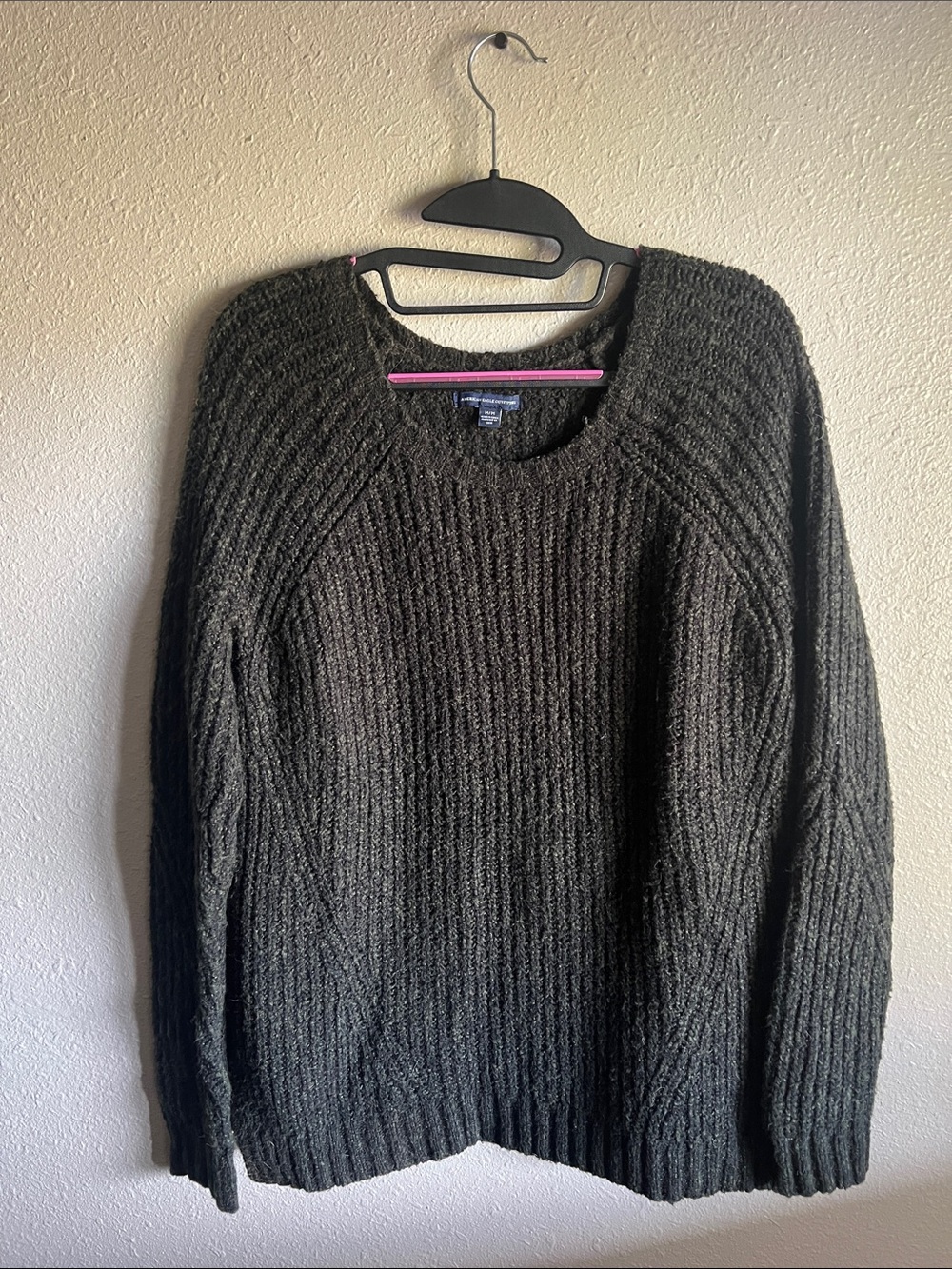 American Eagle Outfitters Ribbed Crewneck Sweater - Dark Gray